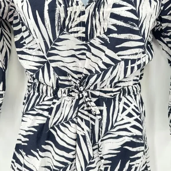 Banana Republic Hawaiian Dress Medium Cover‎ Up Navy Blue Resort Vacation Cruise - Picture 3 of 10